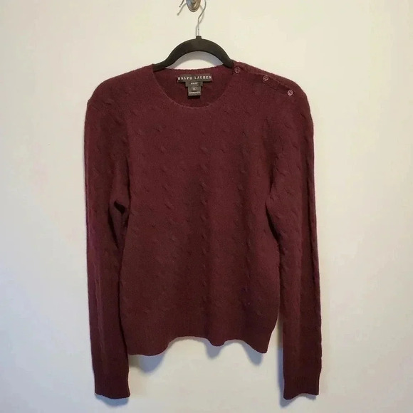 Ralph Lauren Cable-Knit Cashmere Sweater - plum - Picture 2 of 8